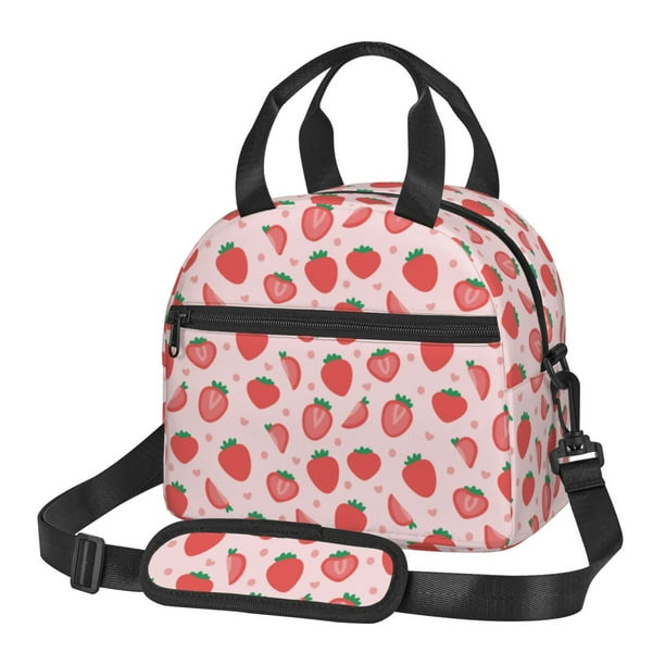 Disketp Strawberry Lonchera Térmica para Mujer y Hombre, Bolsa de Almuerzo Reutilizable e Impermeable para Trabajo, Viajes y Picnic