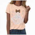 thumbnail image 5 of TOWED22 Halloween Shirts Woman Ghost Graphic Crewneck Short Sleeve Tee Shirt Short Sleeve Funny Tops Tshirts(Light Yellow,S), 5 of 6
