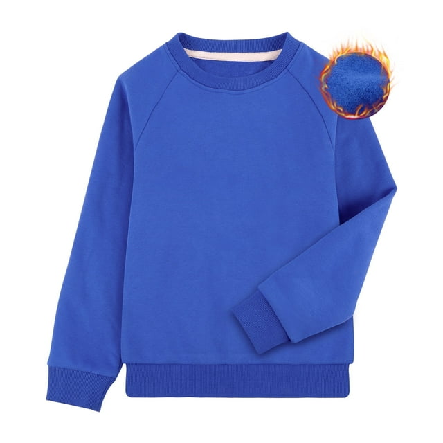 BIG ELEPHANT Sudadera de Forro Polar con Cuello Redondo para Niños, Jersey Básico de Manga Larga para Niños, Tallas XXS-XL