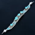 thumbnail image 3 of Turquoise Bohemian Nepalese 925 Sterling Silver Tibetan Nepali Bracelet 7", 3 of 5