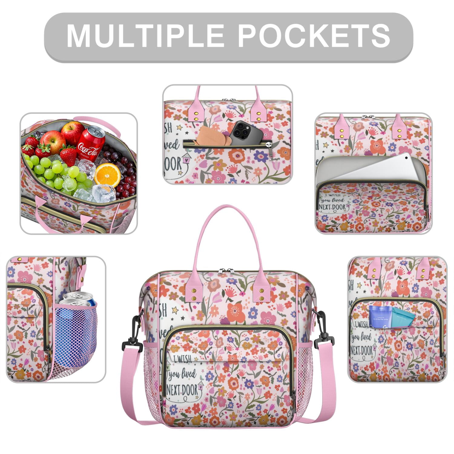 Retro Style Large Lunch Box for Women, Boho Chic Leakproof Tote with Artistic Aesthetic, Dual Insulated Compartments for Teachers, Travel, or Gym