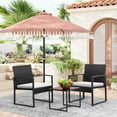 thumbnail image 7 of Devoko 3 Pieces Clearance Outdoor Patio Conversation Set Outdoor Bistro Set PE Rattan Cushioned Chairs Set Bistro Chairs with Table, White, 7 of 7