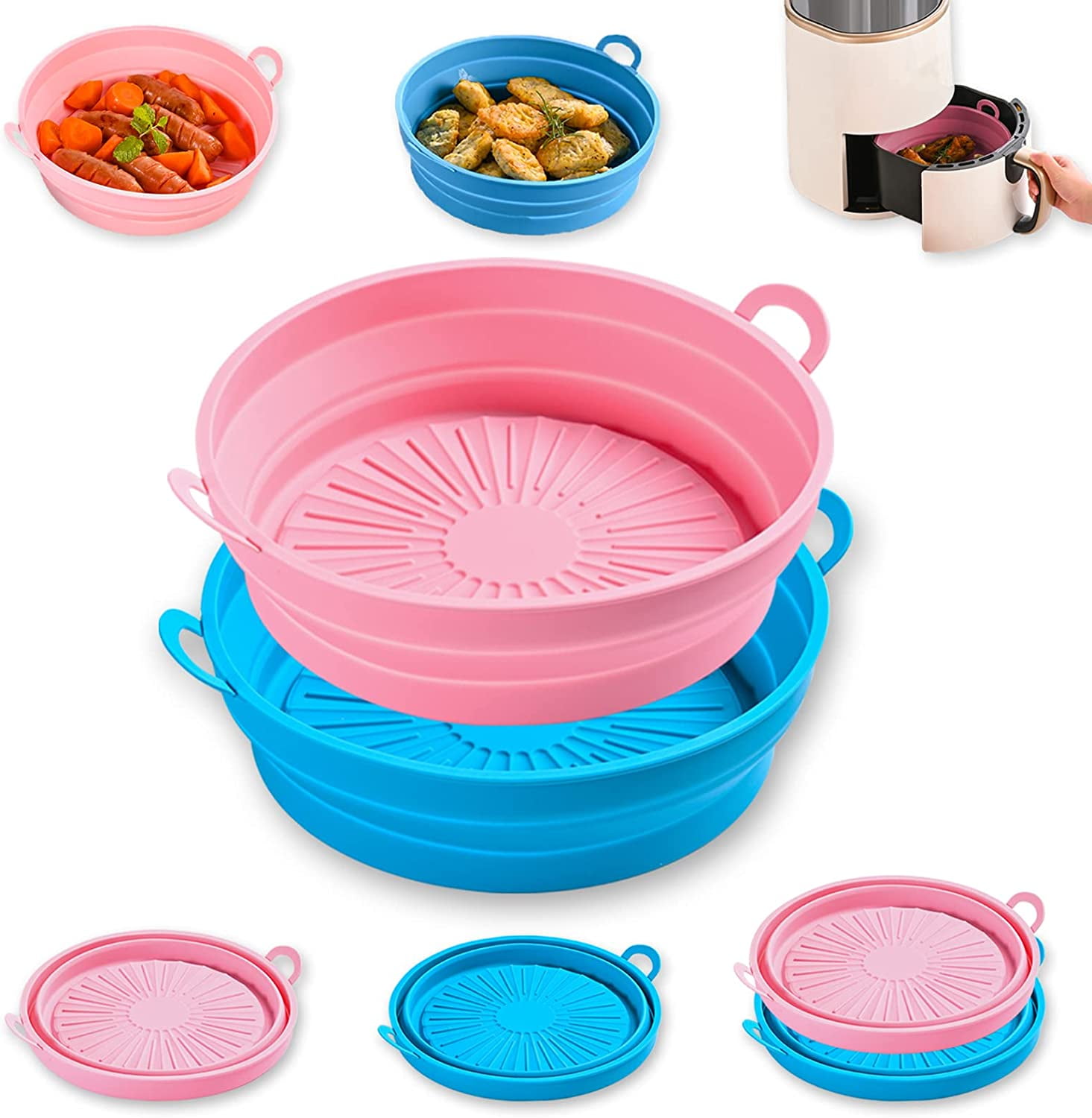 Air Fryer Silicone Liners, 2 Piece Reusable Heat Resistant Easy Clean