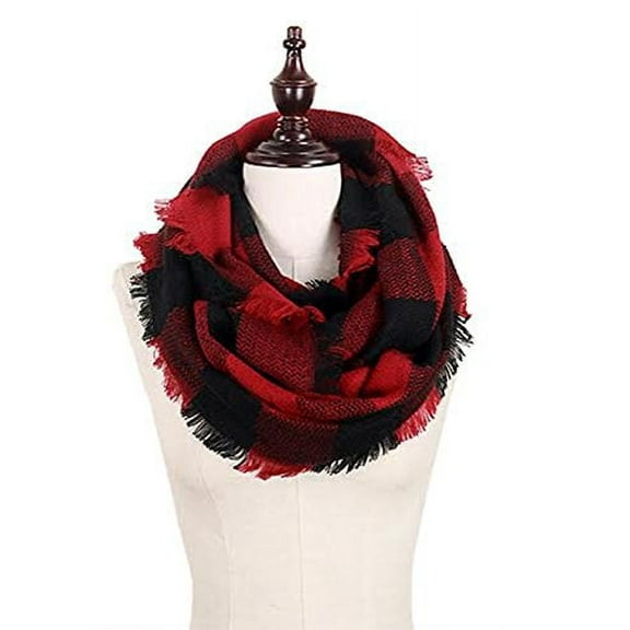 ELSKY Plaid Lovers Collection Womens Infinity Scarf (Buffalo Plaid Red)