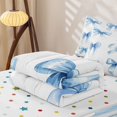 thumbnail image 5 of Manfei Blue Princess Bow Zipper Twin Comforter Sets with Fitted Sheet and 2 Pillowcases For Girls,Watercolor Bowknot Print Zipper Bedding Set For Kids,Reversible,4-Piece, 5 of 7