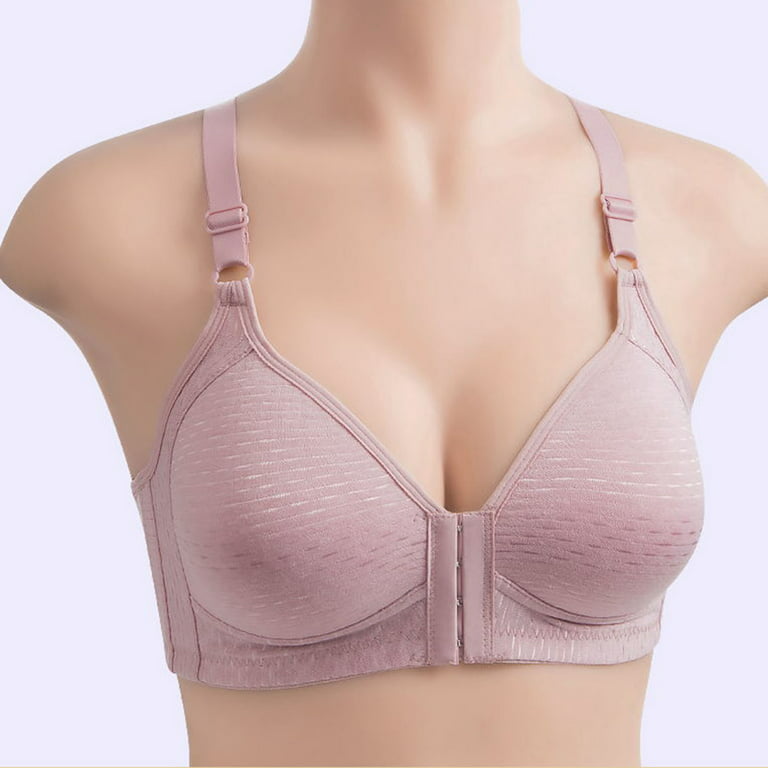 purcolt Plus Size Front Closure Wire Free Bras for Women, Full-Coverage  Wireless Bra Push Up Brassiere Pure Comfy Breathable Bralettes Lightly  Lined