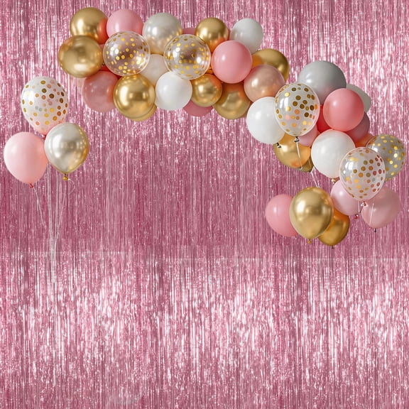 50Pcs 12 Inch Baby Pink Metallic Gold White Balloon with Gold Confetti Latex Balloons and 2 Pack Light Pink Streamer 3.2 x 6.56 FT for Birthday Wedding Baby Bridal Shower Party Decorations