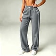 thumbnail image 2 of Bxsruta Women Track Pants Drawstring Elastic Waist Wide Leg Lounge Running Training Trousers, 2 of 8