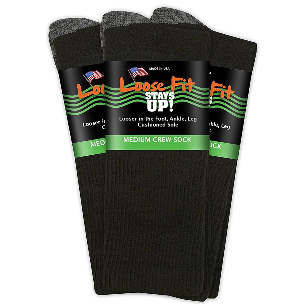 Extra Wide Socks Extra Wide Sock Co. NEW Black Men Medium M Loose Fit