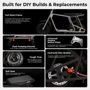 FRP GMB100 Mini Bike Upgraded Frame Roller Frame, No Engine—Tires, Hydraulic Brake, Seat, Fuel System & Wiring, DIY Bolt-On 79/98/196/212/225cc – Green