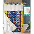 thumbnail image 2 of No Hook Shower Curtain with Snap in Liner, Spanish Colorful Sun Flower Graffiti Hotel Shower Curtains for Bathroom, Washable Shower Curtain Liner Set with Mesh Top Window, 72"x72", 2 of 6