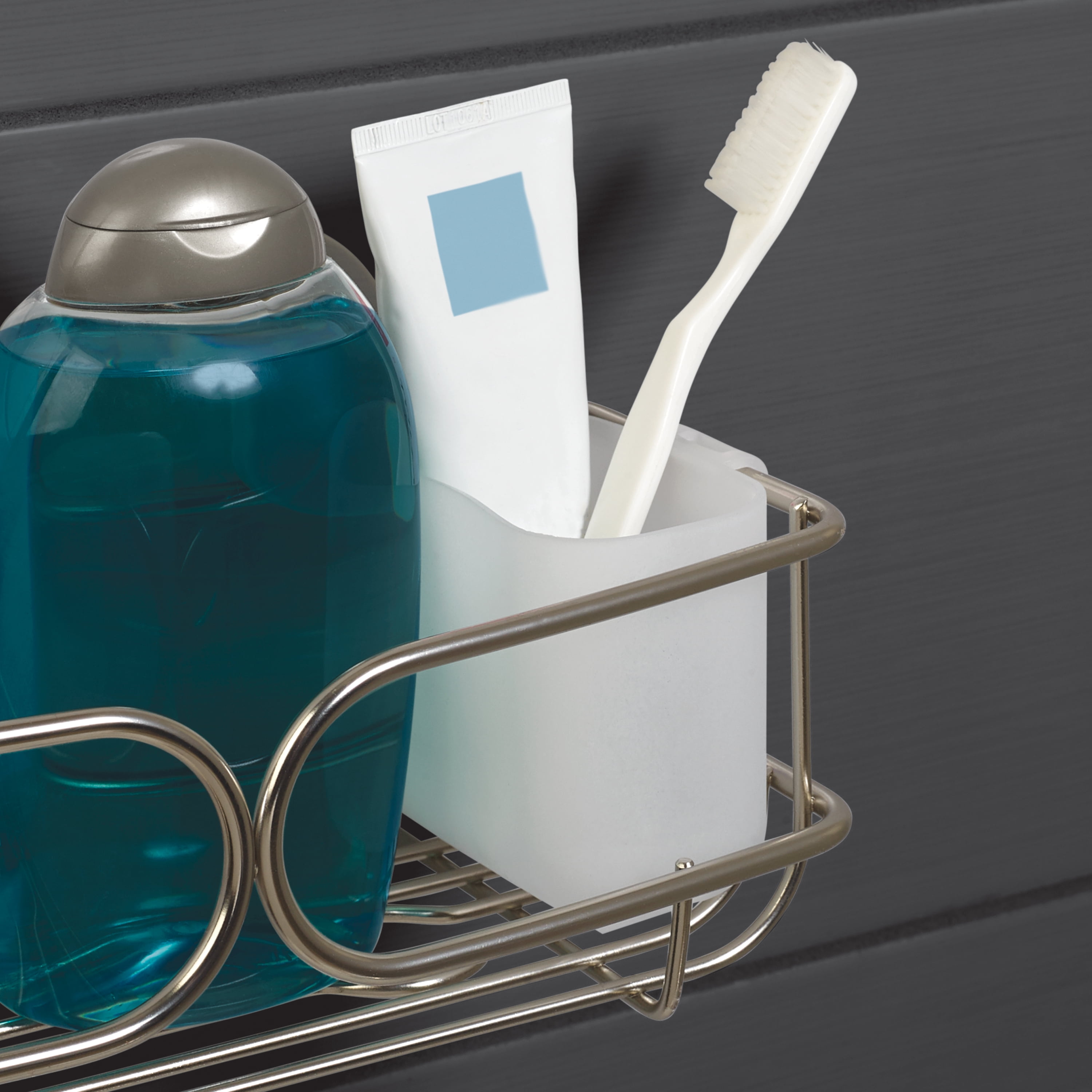 Zenna Home Rustproof Stainless Steel Shower Basket Organizer with Suction or Adhesive Mount, 1 Shelf