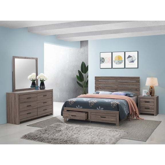 Coaster Brantford 4-Piece Eastern King Bedroom Set, Barrel Oak