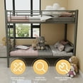 thumbnail image 3 of Twin Over Twin Bunk Bed for Kids Boys Girls, Metal Bunk Bed with Ladders & Guardrail,Convertible 2 Beds,Silver, 3 of 7