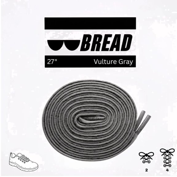 Bread Elastic Shoelaces, No Tie Stretch Shoelaces for Easy Slip-on, Vulture Gray, 27"