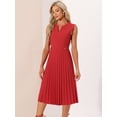 thumbnail image 4 of DARING DIVA Women's V Neck Sleeveless Button Pleated Midi Dresses XS Red, 4 of 6