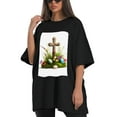 thumbnail image 4 of Plus Size Shirt for Women Black Tops for Women Short Sleeves Shirt for Women Easter16 T Shirt Crewneck Shirt for Women XS, 4 of 5