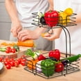 thumbnail image 3 of Bextsrack 2-Tier Fruit Basket for Kitchen Countertop Vegetables Basket Bowl Storage With Banana Hanger, Bronze, 3 of 7