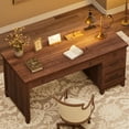 thumbnail image 6 of Roromall 53.5" Wooden Executive Desk, Farmhouse Home Office Desk with Drawers & Charging Station, Computer Desk with File Cabinet Storage for Work Study, 6 of 8