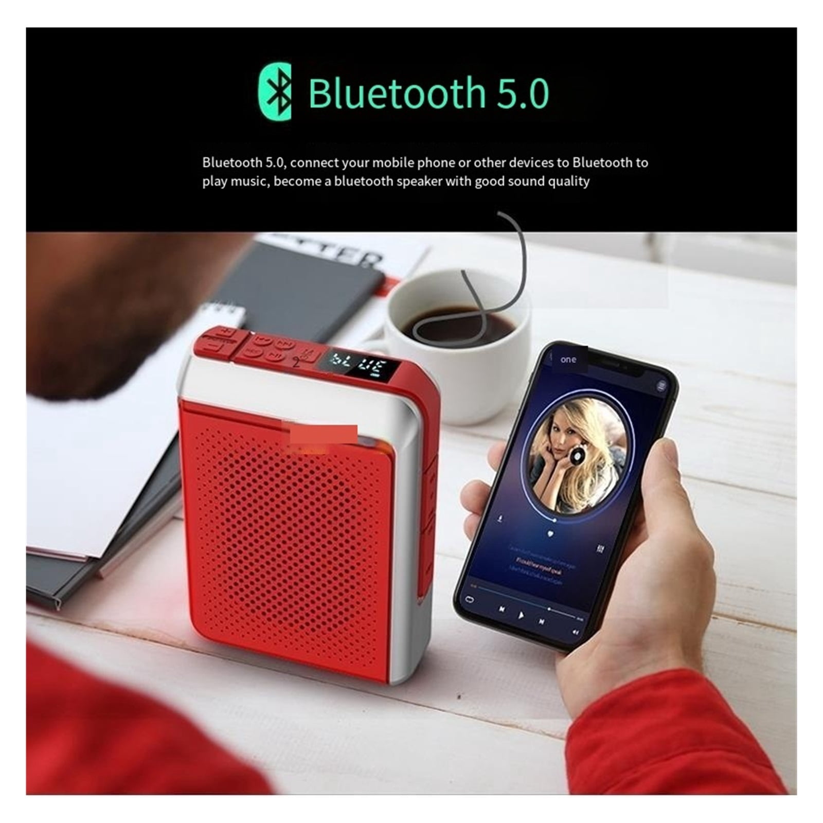 30W 2.4G Professional Loudspeaker Wired/Wireless Microphone Speaker Teacher School Tour Guide FM Radio Megaphone ,Powerful Voice Amplifier