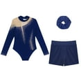 thumbnail image 5 of Hansber Children Girls 3Pcs Ballet Dance Unitards Gymnastics Leotards Skating Costume Tumbling Outfits A Navy Blue 6, 5 of 7