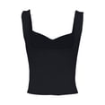 thumbnail image 4 of Solid Color Square Neck Ruffle Back Tank Top Casual Summer Sleeveless Blouse T Shirt,Black,L, 4 of 5
