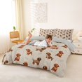 thumbnail image 3 of Homewish Cute Dachshund Animal Bedding,Dog Bone Duvet Cover Full,Brown,Light Gray Reversible,3-Piece,1 Duvet Cover and 2 Pillowcases, 3 of 6