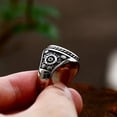 thumbnail image 3 of ZMY Home Stainless Steel Skull Signet Ring - Pirate Skull with Rudder Design Statement Ring for Men (10), 3 of 6