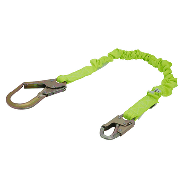 Climbing Harness Malta Dynamics 4.5' To 6' Fall Protection Double Leg Stretch Internal Shock Absorbing Lanyard With 1 Steel Snap Hook And 2 Rebar Hooks, OSHA/ANSI Compliant Fall Arrest Harness Csa Approved