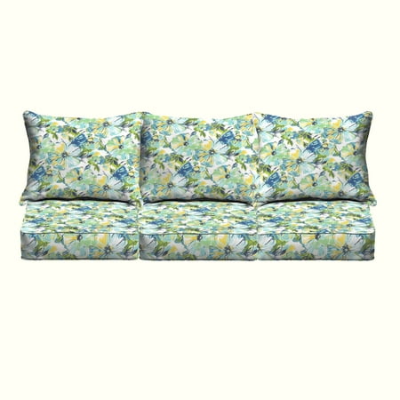 Floral Sofa Set Humble and Haute Perryn Green/ Blue Floral Indoor/ Outdoor Corded Pillow and Cushion 6-pc Sofa Set ()
