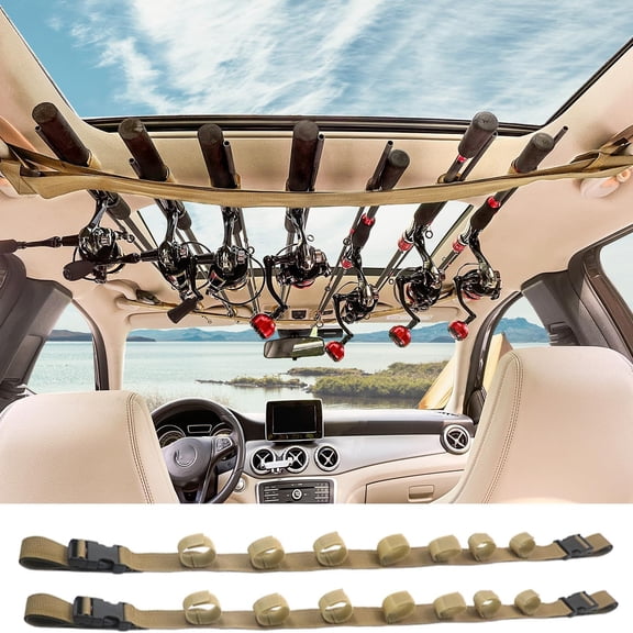 RIONIMA Vehicle Fishing Rod Holder,Fishing Rod Carrier for Car,Fishing Rod Rack 7 Rod Capacity,Heavy Duty Adjustable 33.5-66.9In for Suv/Wagons/Van Truck,No-Tool Installation