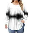 thumbnail image 3 of JUSLIO Plus Size Shirts for Women Irregular Print Graphic Blouses Fashion Long sleeve Round Neck Blouses White 5XL, 3 of 6