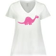 thumbnail image 3 of Inktastic Pink Dinosaur Women's Plus Size V-Neck T-Shirt, 3 of 5