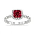 thumbnail image 2 of 1.25 Carat Princess Diamond Engagement Ring with Ruby and Diamond in in 14k White Gold affordable ruby & diamond engagement ring, 2 of 3