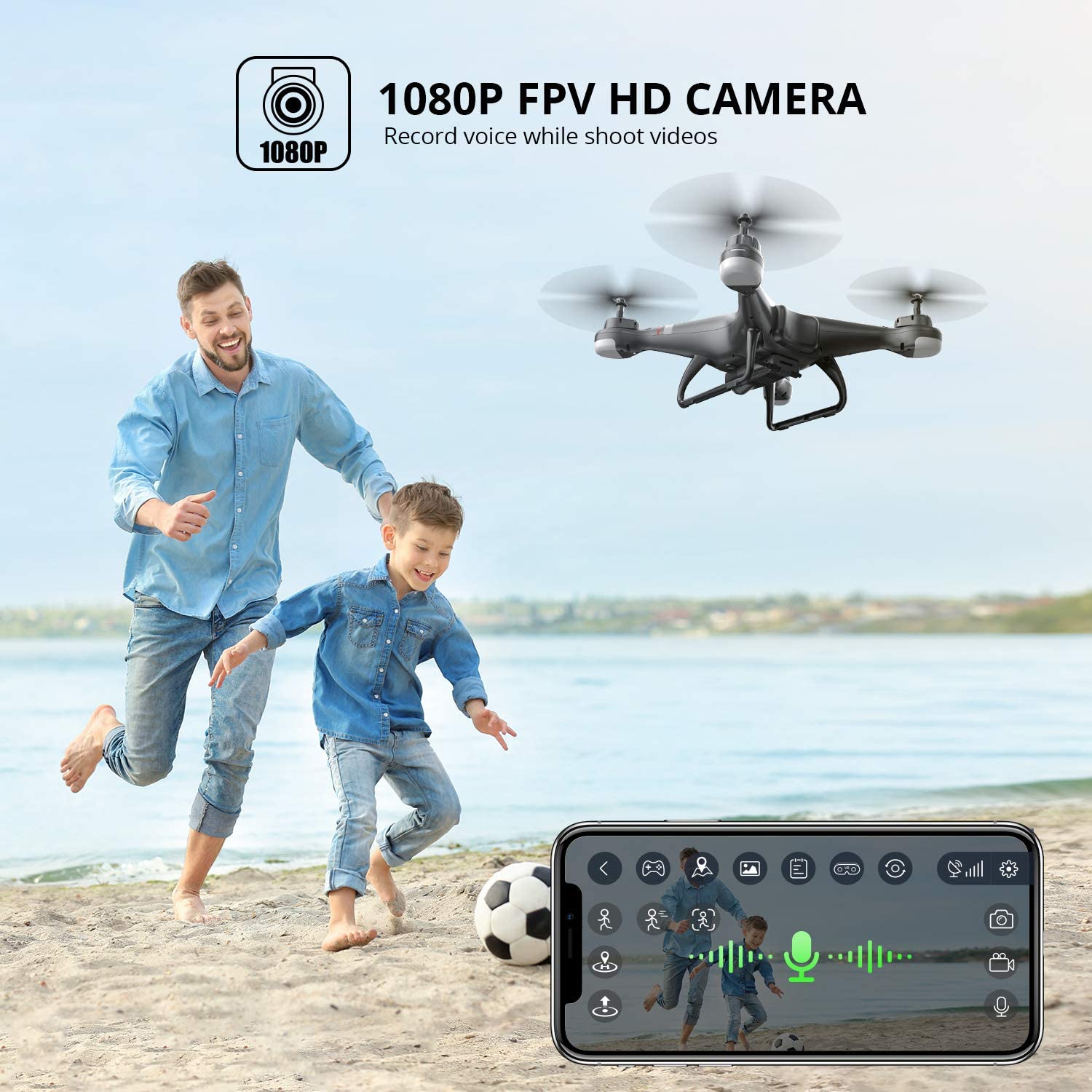 Holy Stone HS110G GPS Drone with 1080P Camera for Adults and Beginners Follow Me Auto Return Home 2 Batteries double the Flight Time - image 4 of 11