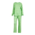 thumbnail image 6 of VISALY Valentine 's Day Pajamas for Women Striped Sleepwear Lounge Set Nightwear Pajamas Set Long Sleeve Pajama Set Comfortable Pjs Set Comfy Pajama Set Sleepwear Sets Pretty Pajamas Green S, 6 of 6