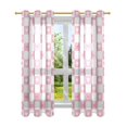 thumbnail image 7 of Yayeee Window Curtains Set of 2 for Living Room Light Filtering 63"x42", Pink Checkered Heart, 7 of 7