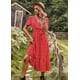 thumbnail image 2 of Vestido con estampado de lunares bohemio de TEELYNN para mujer, vestido informal de verano con escote en V y manga corta para playa, vestidos largos de cintura alta con fajas 2023, 2 of 5