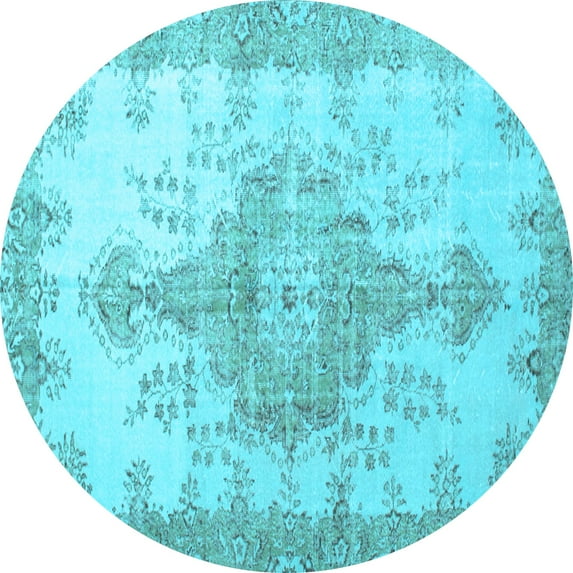 Ahgly Company Indoor Round Persian Light Blue Traditional Area Rugs, 7' Round