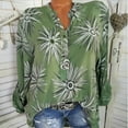 thumbnail image 2 of Usmixi Womens Tops Floral V-Neck 3/4 Sleeve Tee Shirts Summer Casual Lapel Button Down Plus Size Lightweight Pullover Blouses Green S Under $5, 2 of 4
