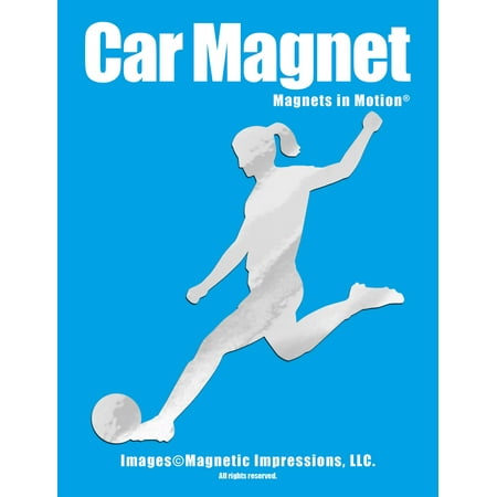 Soccer Player Female Kick Car Magnet Chrome