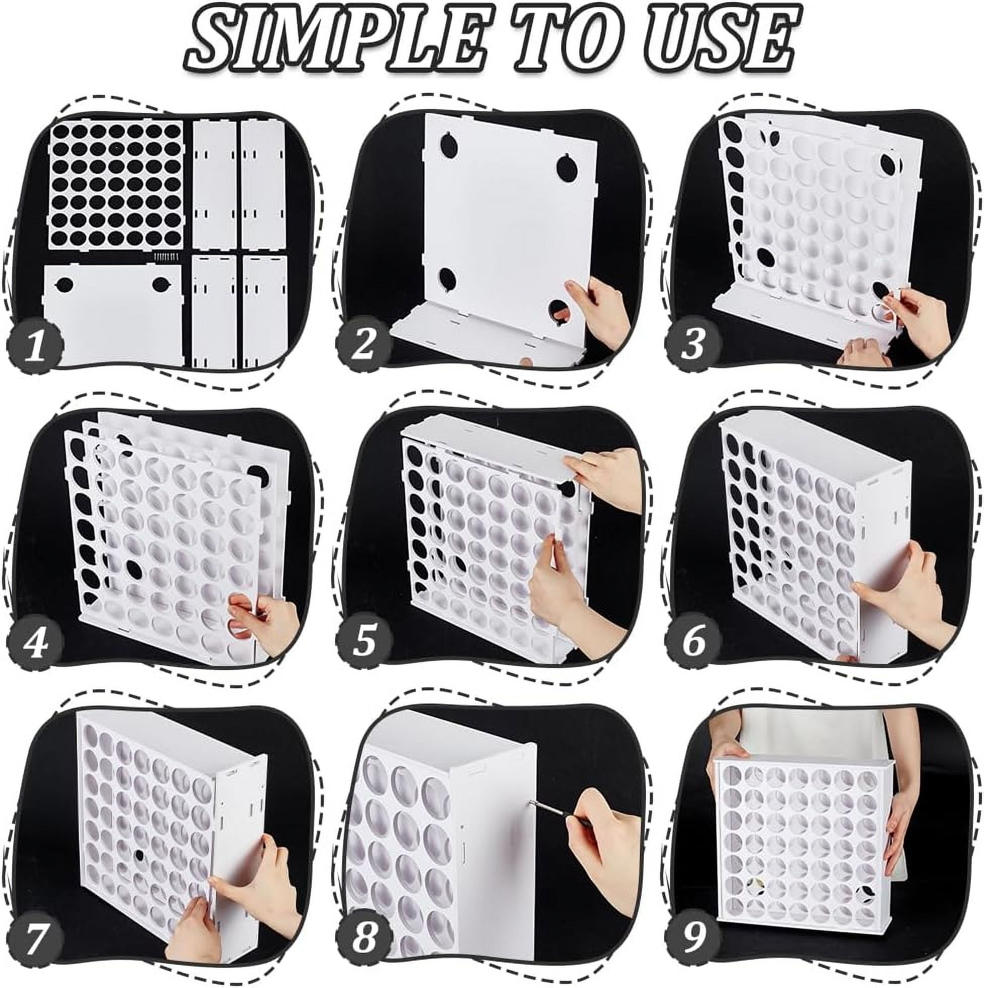 49-Hole Craft Paint Storage Organizer Hole Diameter 1.5inch White Vertical Paint Rack Assembly Plastic Paints Organizer Containers Wall Mounted Paint Holder for Miniature Paint Set diy