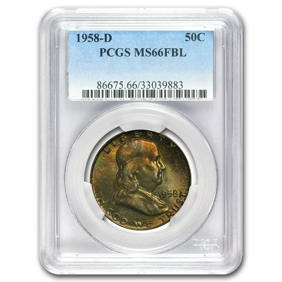 1958-D Franklin Half Dollar MS-66 PCGS (FBL, Toned)