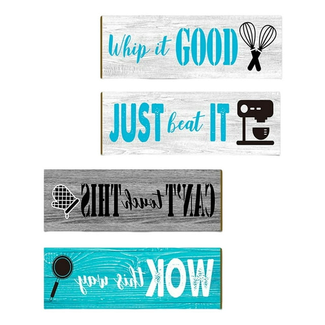 4x decoración de pared de cocina, colgador de letras, letrero colgante, arte de pared, placa de pared artística para Bar, casa, granja, decoración SM SunniMix Letrero para colgar en la pared