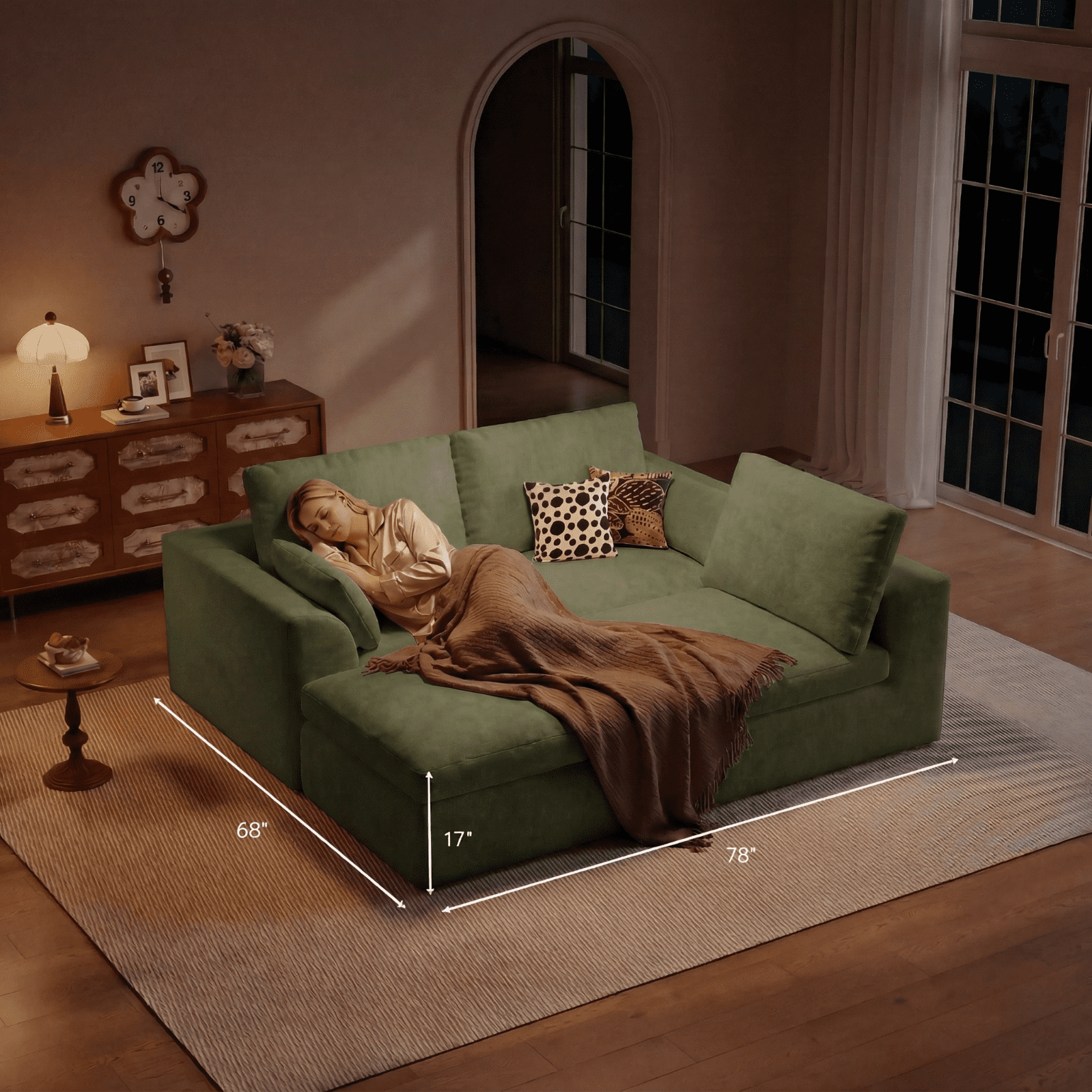 Cubente 108" Cloud Sectional Couch, Boneless Couch, L Shaped Couch with Ottoman, Chenille Modular Sofa for Living Room
