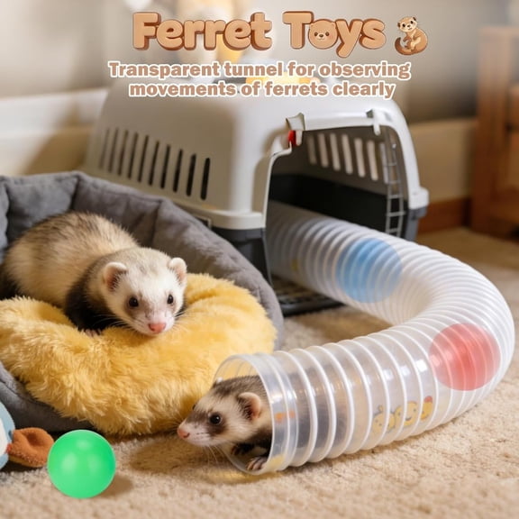 Flexible Transparent Play Tunnel for Ferrets, Foldable Ferret Exercise Tube