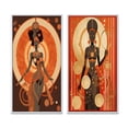 thumbnail image 2 of Designart "Retro Graphic African Goddess in Earth Tones IV" African American Woman Framed Wall Art Set Of 2 - Glam Brown Framed Canvas Set For Living Room Decor, 2 of 6