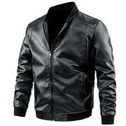 Bomber Coat Windproof Cardigan Motor Biker Style Long Sleeve Men Jacket for Daily Wear