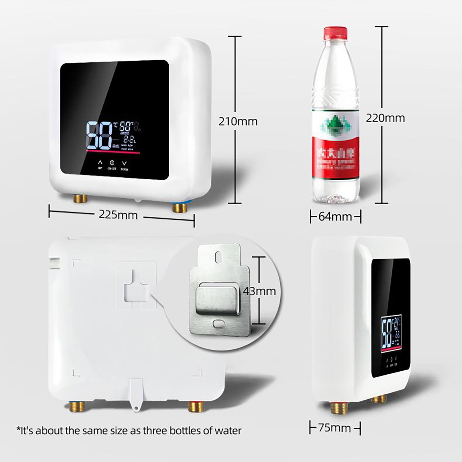 Tankless Water Heater Electric with Remote 5500W 110V Instant Hot Water Heater With LED Display, Electric Hot Water Heater, Black/ White