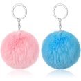 thumbnail image 1 of 2 piezas pompones llaveros esponjosos JAMW llavero suave relleno accesorio para niñas mujeres Sencillez, 1 of 5